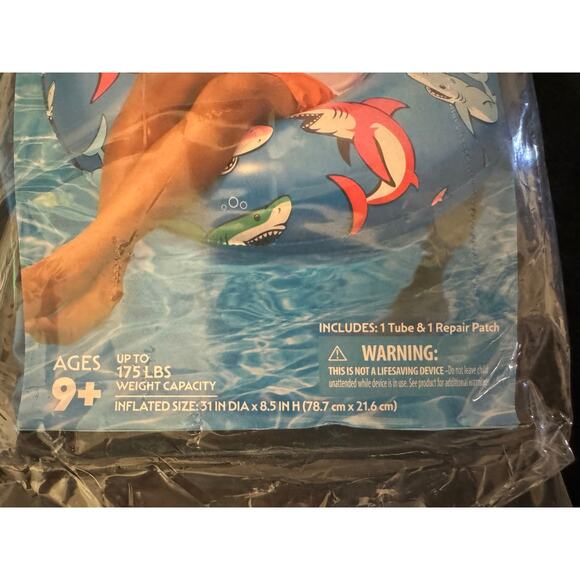 Bluescape Shark Inflatable Swim Tube - Pool Float for Ages 9 & Up New in Bag - Picture 3 of 4